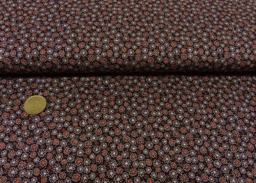 Benita cotton poplin brown fabric with small flowers